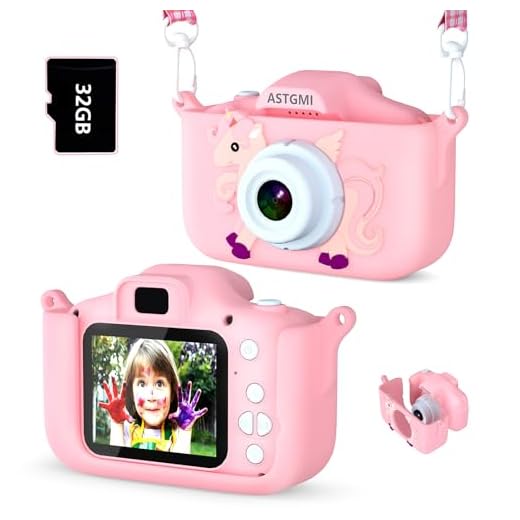 ASTGMI Macchina Fotografica Bambini, 12MP Mini Ricaricabile Fotocamera Digitale Bambina Videocamera Regalo per Ragazze Ragazzi 3-10 Anni, con Scheda 32 GB, Regali Giocattolo di Natale & Compleanno