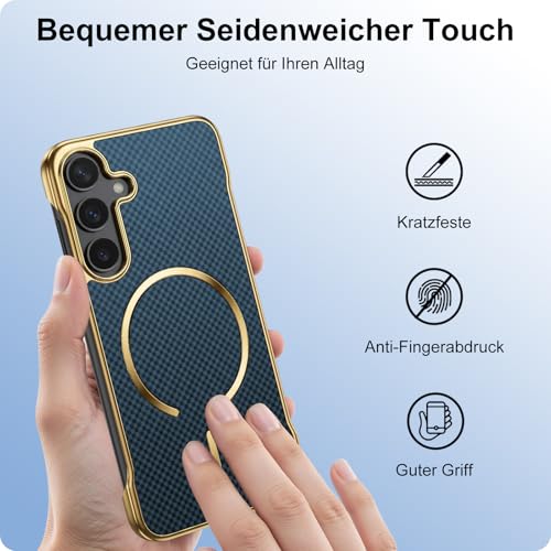 Coque Samsung S25 fibre de carbone fine texture bleu antichoc - 3