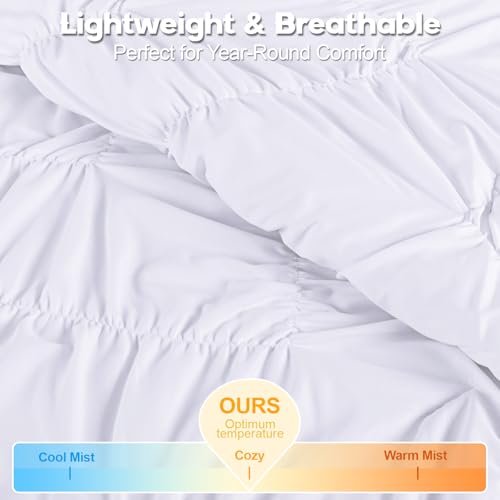 Uspring White Quilts Queen Size Pintuck Bedding Set 3 Piece, Lightweight Soft Pinch Pleat Bedspread Coverlet for All Season, Modern Bedding Comforter Sets with 2 Shams, 90\'\' x 90\'\' - Thumbnail 4