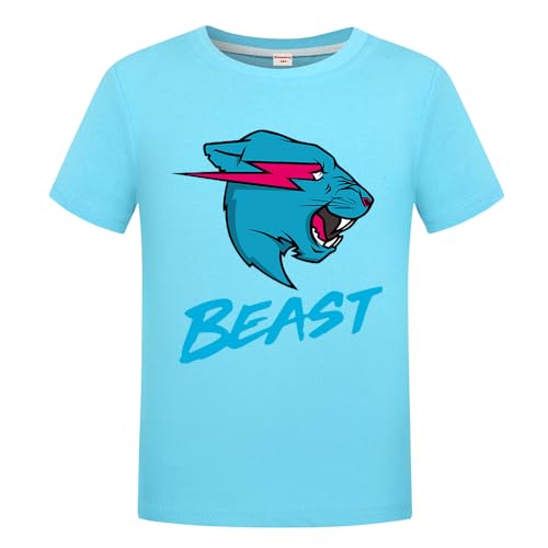 Lightning Cat YouTube Gamer Ragazzi Ragazze 100% Cotone T-shirt Unisex Bambini Tee, Azzurro, 5-6 Anni