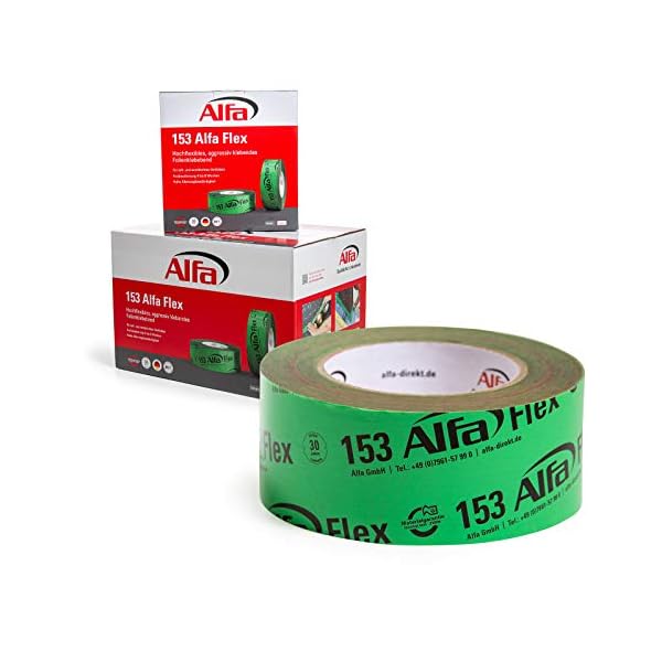 Alfa Flex Folienklebeband 6x 50 mm x 25 m für Dampfbremsen, aggressiv klebendes Dampfsperrklebeband entspricht… – Bild 9