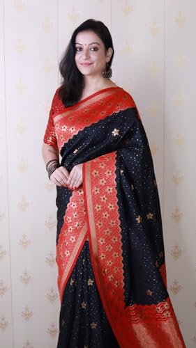 Image of SGF11 Women's Kanjivaram Pure Handloom Soft Silk Saree With Blouse Piece