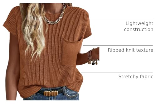 Image of KIRUNDO Summer Fall Short Sleeve Sweater for Women 2026 Casual Sweater Vest Cotton Knit Pullover Tank Tops Fashion Clothing