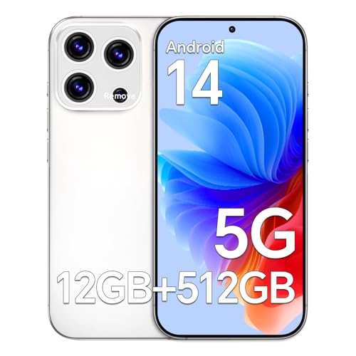 xixaomiro Unlocked S16PM Ultra Cell Phones with 5000mAh Battery,Android 14 Snapdragon 888 Smartphone Phone,12GB RAM+512GB ROM,48MP+108MP Camera, 3040 *1440 HD 6.7'' Screen /5G/Dual SIM/GPS/WiFi(White)