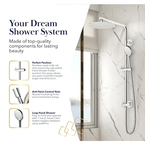 BATH ROYALE Rain Shower Head & Detachable Handheld Spray Combo, Easy Install & 3 Spray Modes, Chrome by Bath Royale - Image 4