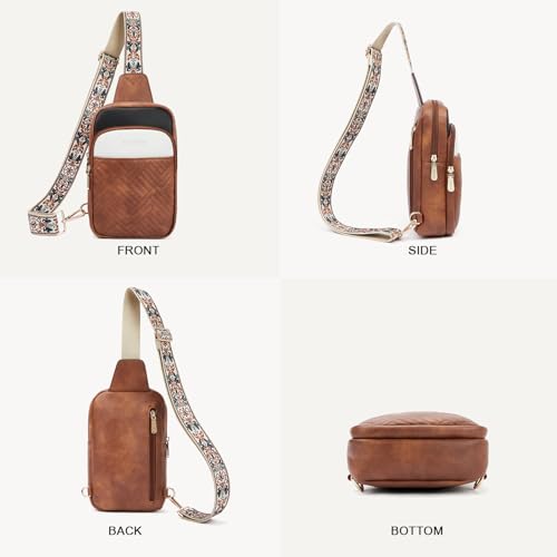BOSTANTEN Sling Bag Quilted Crossbody Bags for Women Cross Body Purse Leather Fanny Pack with Adjustable Guitar Strap by BOSTANTEN - Used condition - Image 8
