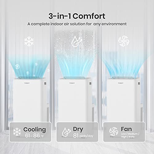Tosot Portable Air Conditioner 12,000 Btu Aolis Series-Ac Unit With Swing Function, Remote Control, 3-In-1, Fan, And Dehumidifier For Large, Living Rooms Up To 450 Sq Ft, White #TOP5