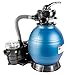 Produktbild HST Sandfilter Poolfilter bis 35.000 Liter mit Profi Leis Poolpumpe 10000 Liter/Std 400 W mit Vorfilter Sandkessel 5-Wegeventil Bodenplatte viel Zubehör Komplettset geeignet für Sand Filterbälle Glas