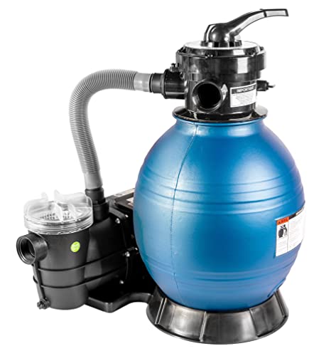 HST Poolfilter Sandfilter bis 30.000 Liter + Leis Profi Poolpumpe 8000 Liter/Std 250 W mit Vorfilter Sandkessel 5-Wegeventil Bodenplatte viel Zubehör Komplettset geeignet für Sand Filterbälle Glas