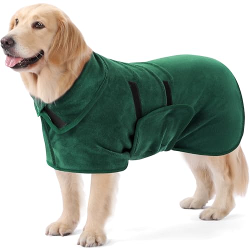 PETTOM Hundebademantel, Bademantel Hund Extra Saugfähig, Hunde Bademantel Mikrofaser Schnelltrockend, Hundetrockenmantel für Große und Mittelgroße Hunde