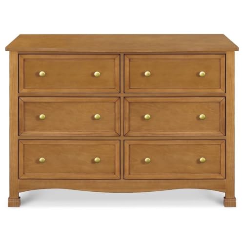 Image of DaVinci Kalani 6-Drawer Baby Dresser for Nursery - Wooden Double Chest of Drawers for Kids, Boys & Girls - Multi-Purpose Storage Dresser for Bedroom, Living Room & Hallway - Easy to Assemble, Chestnut