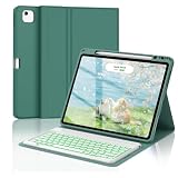 SENGBIRCH iPad Air 13インチ (M4 2026/M3 2025/M2 2024) キーボード ケース 7色バックライト 着脱式 Bluetooth キーボード カバー iPad Pro 12.9インチ (第6/5/4/3世代)兼用 ペン収納&充電対応 多角度調整 軽量 耐衝撃 防汚素材 全面保護 日本語説明書付き ダークグリーン US配列