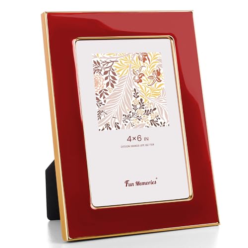 Fun Memories Red Enamel Frame with Gold Edge