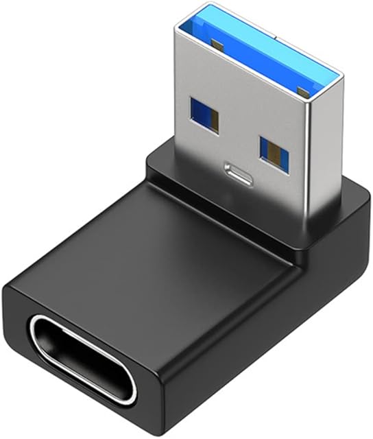 Adapter USB C na USB 3.0 90 stopni kąt prosty, USB-C żeński na USB-A męski adapter OTG kompatybilny z iPhone 11 12 13 Pro, Samsung Galaxy S22 S21 S20, MacBook i nie tylko