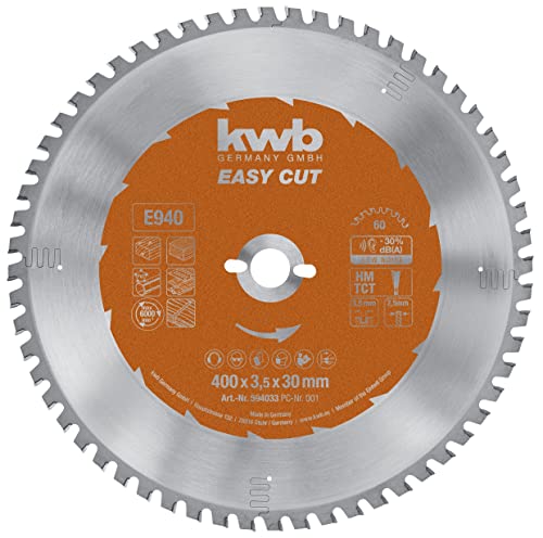 kwb Kreissägeblatt 400 x 30 mm, Made in Germany, Nagelfest, für Holz mit Metallresten, Universal Sägeblatt für z.B. Metalle, Holz und Kunstoffe