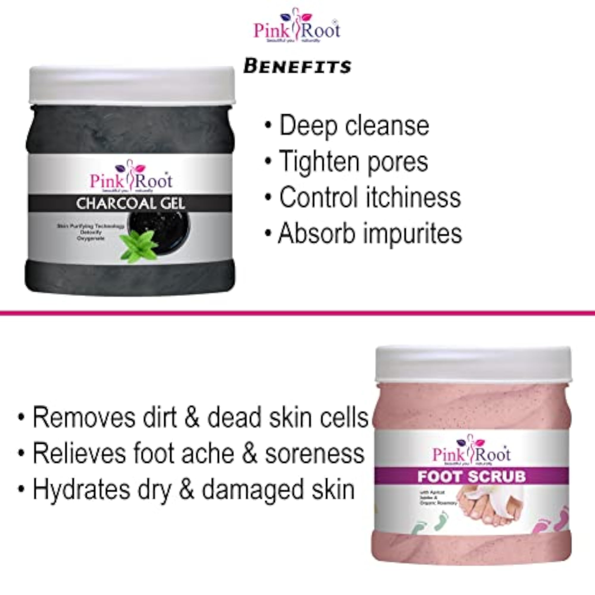 Charcoal Gel & Foot Scrub Set, 500gm Each