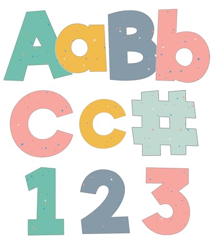 Image of Carson Dellosa We Belong 219 Piece 4 Inch Speckled Bulletin Board Letters for Classroom, Alphabet Letters, Numbers, Punctuation & Symbols, Cut Out Letters for Bulletin Boards