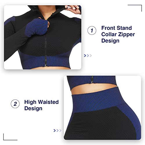 Joymode Work Out Sets Gym For Women 3 Piece Workout Clothes Crop Top High Waist Sport Bra Legging Set Yoga Gym #TOP2