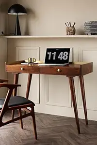 STREEMA Art Wooden Study Table for Adults, Writing Desk for Student with 2 Drawers Storage | Brown