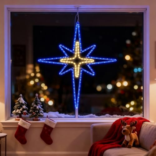 Wettal 28" Christmas Star of Bethlehem LED Star Hanging Lights