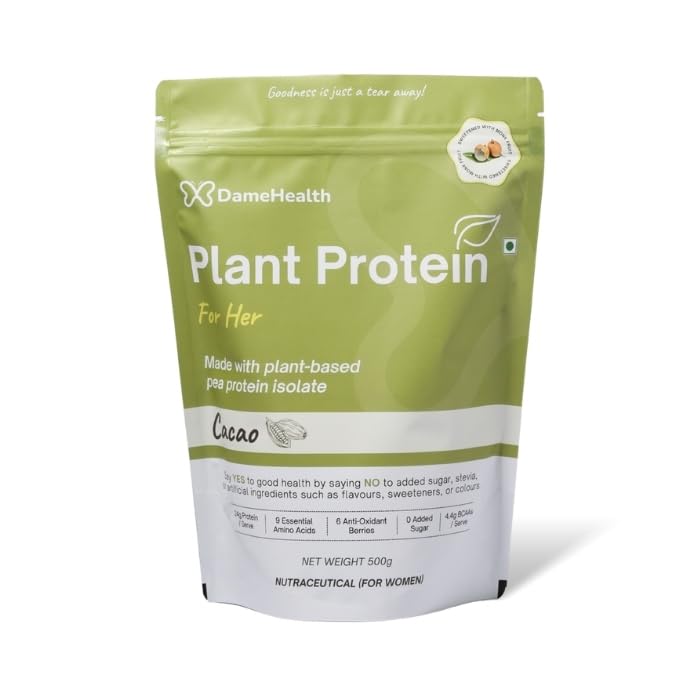 Image of Women's Plant Protein | 24g Protein per Serve | 500g | Real Cacao Flavor | Vegan Pea Protein Isolate | No Bloating, Easy to Digest | 6 Natural Antioxidants | Safe | Sweetened with Monk Fruit | For the Everyday Woman