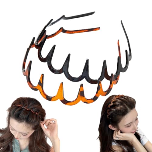 Vrose Flosi Fashion Wide Zig Zag Headbands for Women and Men - Plastic Wavy Hair Band with Teeth Comb - Classic 90s Hair Accessories for Face Washing Skin Care Makeup Hair Holder Everyday Use