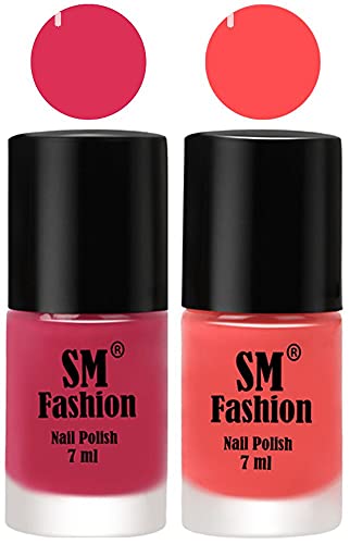 Image of Long Lasting Nail Polish | Nail Paint Combo 7 ml Each) - Set of 2 Dusty Pink-Peach Pink