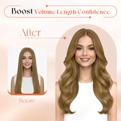 Image of Sunny Hair Clip in Hair Extensions Real Human Hair Light Brown 20 Inch | Real Hair Clip in Extensions Human Hair, Comfortable Wear, Add Length and Flowing Shape for Weddings and Special Events 120g