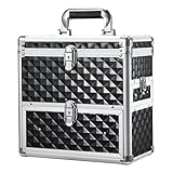 Frenessa Nail Polish Makeup Train Case with Drawer and Dividers Manicure Organizer Accessory Storage Makeup Box With Mirror Lockable Keys Nail Kit Organizer Cosmetic Case Jewelry Box - Black