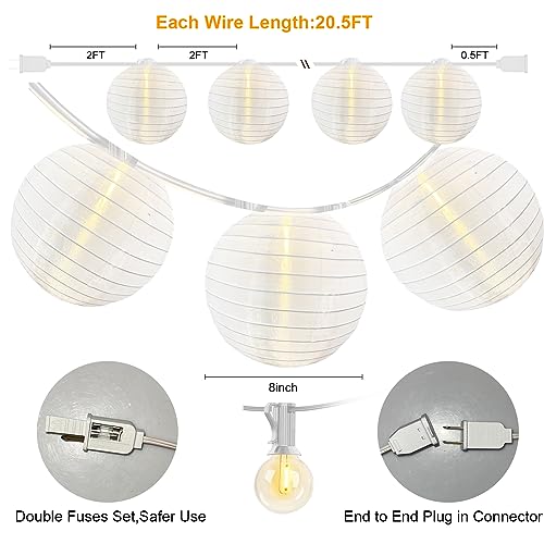 Doratale 25Ft White Lantern String Lights Plug In, Large Lantern String Lights With 10 G40 Led Energy Saving Bulbs, Chinese Hanging Outdoor String Lights For Patio Decor And Summer Camping Party Lighting thumb #1