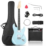 Ktaxon Full-Size Electric Guitar Kit H-H Pickup with 20W Amp Sky Blue