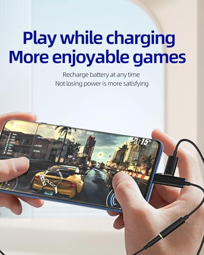 Kefiany Adapter słuchawkowy USB C na 3,5 mm do IPhone15 (2 w 1) adapter do ładowania kabla zasilającego typu C DAC samochodowy kabel audio rozdzielacz słuchawek do iPada gniazdo słuchawkowe wtyczka