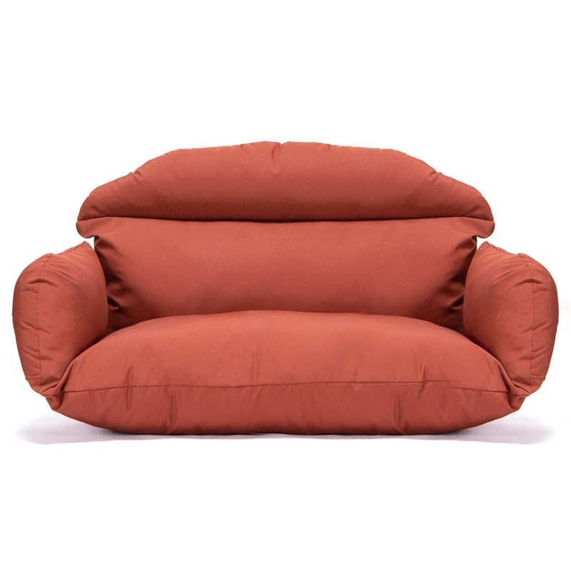 Image of Double Seater Cushion Set - Polyester Fabric Padded Seat for Hanging Egg /Garden Jhula (Cushion ONLY Orange)