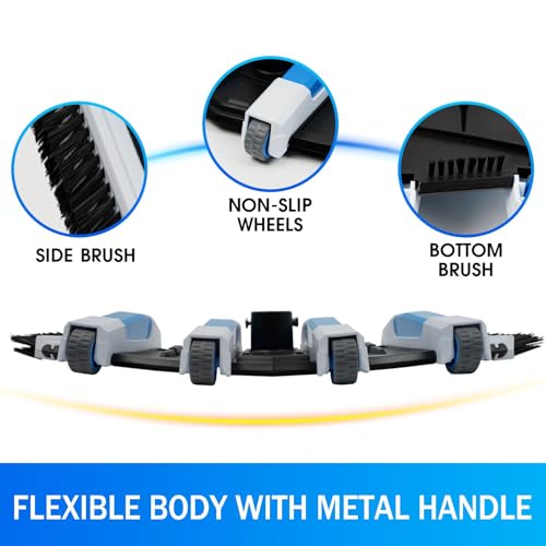Enhanced Pool Vacuum Head with Direction-Control Handle - 17.5in Extra-Wide 4LB Professional Weighted Vac Heads Brush & Wheels -Deep Clean for Vinyl Liner,Inground & Above Ground Swimming Pool - Blue by TidyMister - Image 7