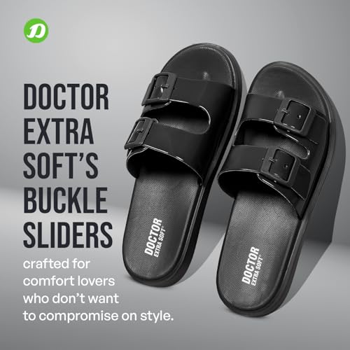 Image of DOCTOR EXTRA SOFT Women's Classic Cushion Sliders /Slippers with Adjustable Buckle Strap for Adult | Comfortable & LightWeight| Stylish & Anti-Skid|Waterproof & Everyday Flip Flops Ladies /Girls New-523