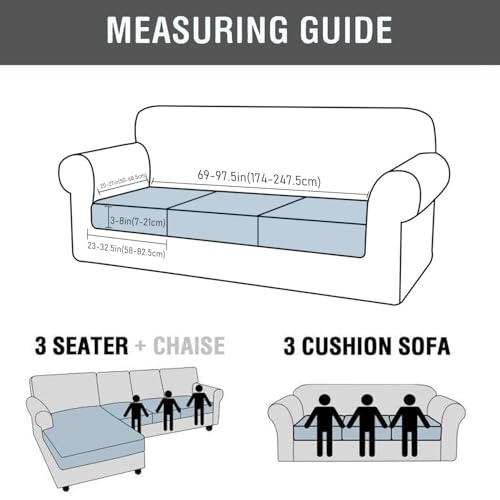 Outdoor Patio Furniture Cover Waterproof Couch Cushion Cover Stretch Jacquard Patio Chair Sofa Cover Individual Cushion Couch Slipcover Furniture Protector (4PCS, Light Gray) by Elehealthy - Image 3