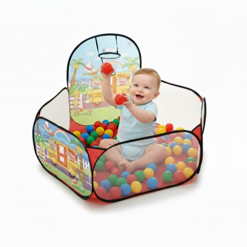 Mini Piscina de Bolinhas com Cesta de Basquete interativo Dobrável Infantil+BOLINHAS Criança Portátil Brinquedo Presente