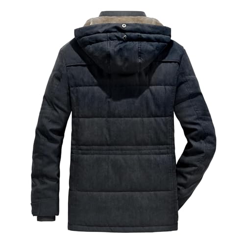 Image of PRIJOUHE Men's Winter Coats Down Jackets Outerwear Long Cotton Coat Men Thick Warm Fur Jacket Coat Overcoat
