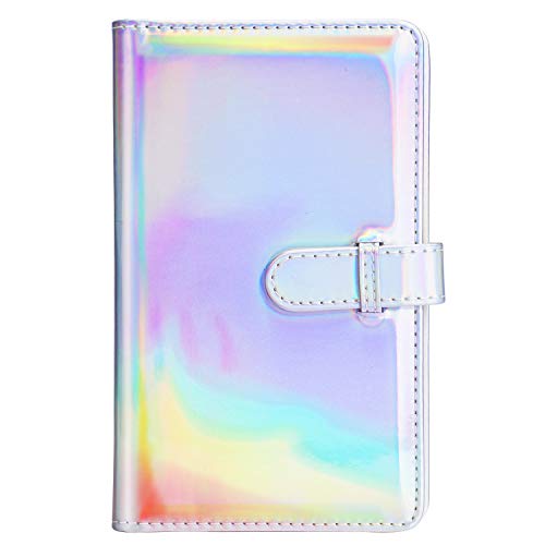 Sunmns Wallet PU Leather Photo Album Compatible with Fujifilm Instax Mini 11 9 8 90 8+ 26 7s Instant Camera Film, Polaroid Snap Zip Z2300 PIC-300 Film (Bright Silvery)