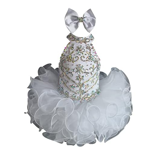 Jenniferwu G284 Infant Toddler Baby Newborn Little Girl's Pageant Party Birthday Dress White Size 18-24M