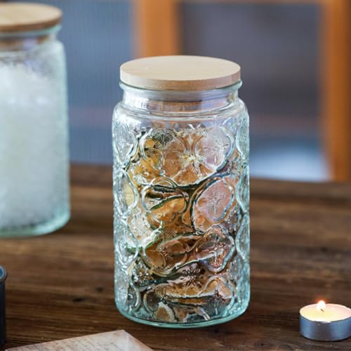 Image of ANSQU Vintage Glass Storage Jar, 34 FL OZ Airtight Coffee Canister | Glass Food Storage Container with Lid, Kitchen Canister for Coffee, Tea, Sugar, Candy, Decorative Mason Jar