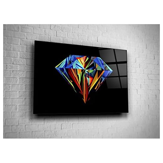 Genericc Colorful Diamond Luxury Jewelry Digital Photo Print Tempered Glass Canvas Wall Art Home Decor Present Office Decor Hotel Decor Modern Art Decor Gift (24x36)