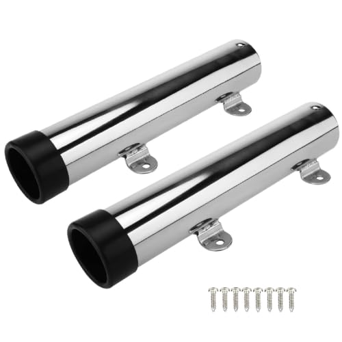 YaeMarine 2Pcs Stainless Steel Side Transom Mount Rod Holders with Brackets