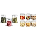 ZENS Glass Canister Set, Small Airtight Kitchen Storage Jars Clear 3 Pack 15oz Airtight Glass Canisters, Set of 6 Kitchen Storage Jars with Clear Lids, 20 Ounce