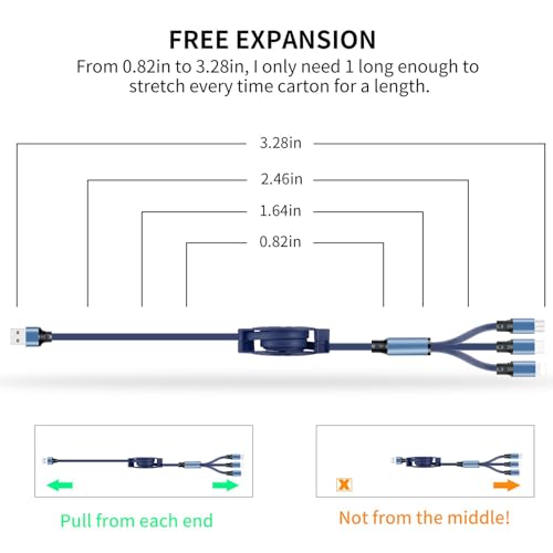 undefined 充電ケーブル 3in1 充電コード 巻き取り3A急速充電 ライトニングケーブル 携帯充電ケーブル スマホケーブルPhone/Type C/Micro USB 3台同時充電Android タイプC各機種対応【2本セット】 の商品画像 5