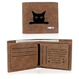 Aelciyue Cat Dad Gifts for Men - Fathers Day Birthday Xmas Valentines Day Gifts for Cat Lovers Man Stocking Stuffers for Men Cats Dad Gift Personalized Leather Wallet for Mens Rfid Bifold Wallet