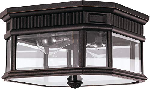 Feiss OL5413GBZ Cotswold Lane Outdoor Flush Mount Ceiling Lighting, 2-Light 120 Watts (12"W x 7"H), Bronze