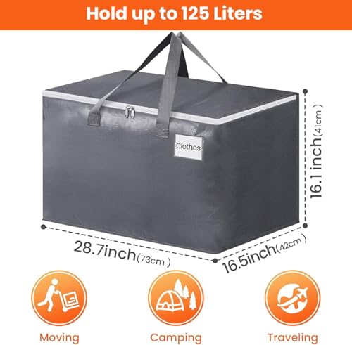 Bolsas de almacenamiento BlissTotes 125L resistentes y plegables con cremalleras 3