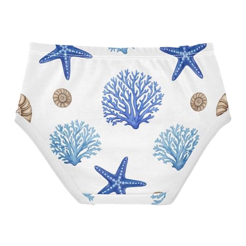 Blue Coral Starfish Shells White Toddlers Underwear Floral 2t Cotton Cute Panties Girl Colorful Briefs Undies Kids2