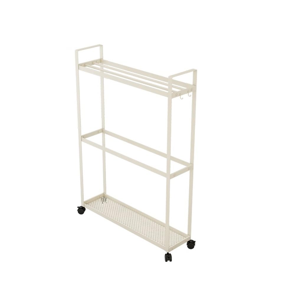 HTTGDGDH Movable Bathroom Floor-Standing Towel Rack Floor Toilet Trolley Hanger Gap Storage Bath Towel Shelf,Gold,Milk Tea Color
